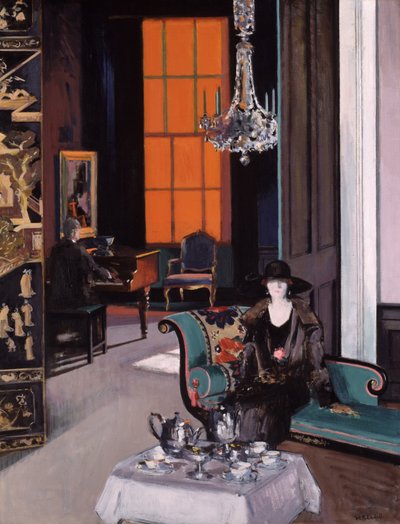 İç: Turuncu Perde, 1928 dolayları (tuval üzerine yağlıboya) by Francis Campbell Boileau Cadell