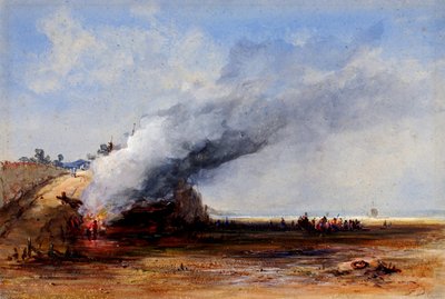 Eski Bir Teknenin Yakılması, 19. yüzyıl. by Francis Danby