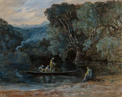 Tekne ve figürlü nehir sahnesi, c.1825 by Francis Danby