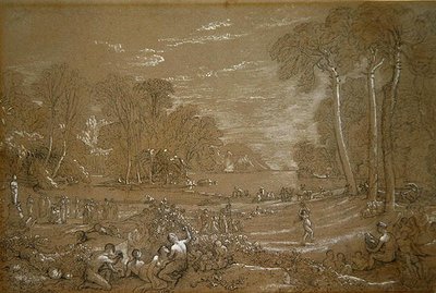 Altın Çağ için Çalışma (kalem ve kağıt üzerinde tebeşir) by Francis Danby