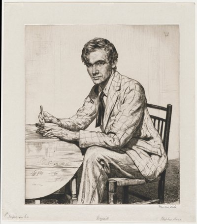 Stephen Bone, Ahşap Bir Blok Kesiyor by Francis Dodd
