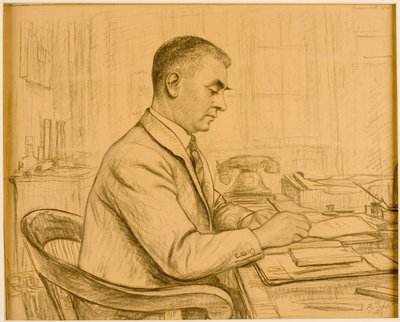 Müfettiş, Birtley (Leonard S. Flatman) (devetüyü kağıt üzerinde mum boya ve kurşun kalem) by Francis Dodd