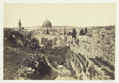 Şehir Duvarı ve Ömer Camii, Kudüs, 1857. by Francis Frith