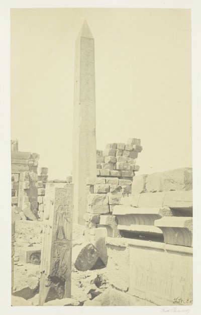 Dikilitaş ve Granit Lotus Sütunu, Karnac, 1857. by Francis Frith