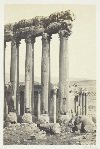 Büyük Sütunlar ve Küçük Tapınak, Baalbec, 1857. by Francis Frith