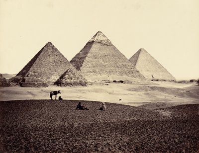 El-Geezeh Piramitleri, Güneybatıdan,1858 (fotoğraf) by Francis Frith
