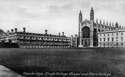 Kings College Şapeli ve Clare College, Cambridge, Cambridgeshire, 19. yüzyılın sonlarında. by Frith and Co