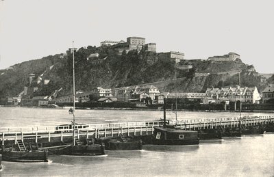 Ren Nehri üzerindeki Ehrenbreitstein Kalesi, Almanya, 1895. by Frith and Co