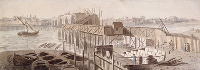 Blackfriars Köprüsü inşaatı, c1762 by Francis Grose