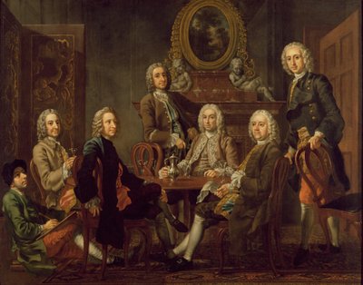 Bir grup beyefendinin ressamla birlikte portresi, c.1745 (tuval üzerine yağlı boya) by Francis Hayman