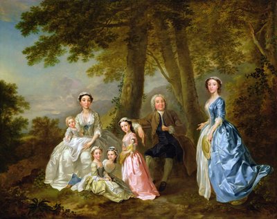 Samuel Richardson ikinci ailesiyle oturuyor by Francis Hayman