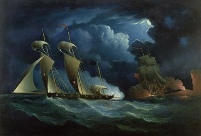 Korsan Lugger ile uğraşan bir Gümrük Brig İzleyecek by Francis Hustwick