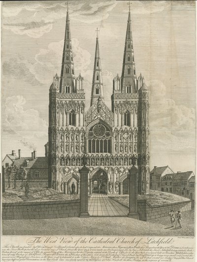 Lichfield Katedrali - Batı Cephesi: gravür ve [18. yüzyıl] (baskı) by Francis Perry