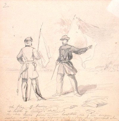 Ateşkes Bayrağı, c.1860 (kağıt üzerine kurşun kalem) by Francis Schell