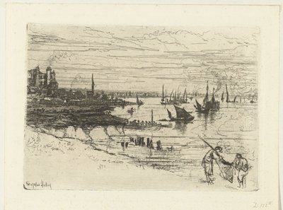 Thames üzerinde Inn Inn, Purfleet by Francis Seymour Haden (Sir) (signed by artist)