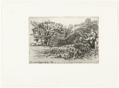 Bir hayvan sürüsü ile manzara Sürü Werrington (nesne üzerindeki başlık) by Francis Seymour Haden (Sir) (signed by artist)