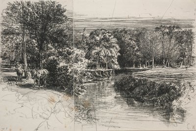 Dundrum Nehri ve İki Eşek, 1863. by Francis Seymour Haden