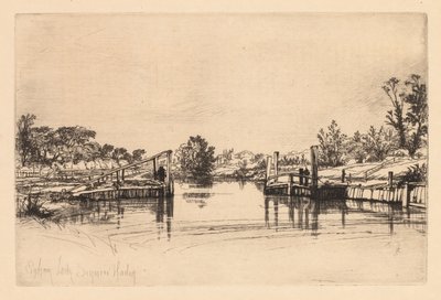 Egham Lock, 1859. by Francis Seymour Haden