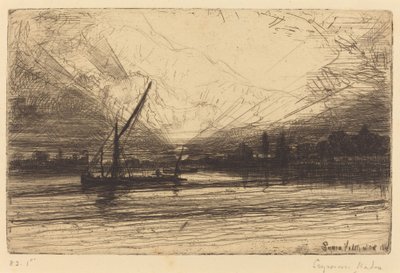 Thames üzerinde gün batımı by Francis Seymour Haden