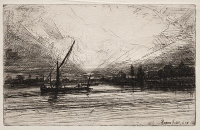 Thames üzerinde gün batımı by Francis Seymour Haden
