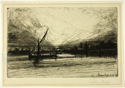Thames üzerinde gün batımı by Francis Seymour Haden