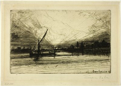 Thames üzerinde gün batımı by Francis Seymour Haden