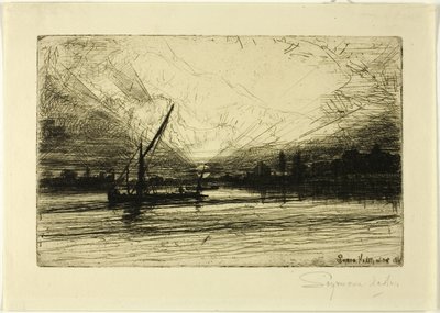 Thames üzerinde gün batımı by Francis Seymour Haden