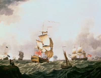 Bir Kızıl Filonun Gelişini Bildiren Amiral Gemisi (petrol) by Francis Swaine
