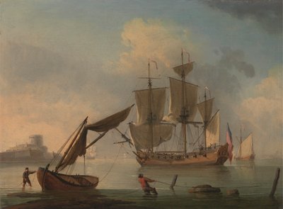 Bir İngiliz Sloopu Kıyıya Yakın Bir Yerde Durduruldu by Francis Swaine
