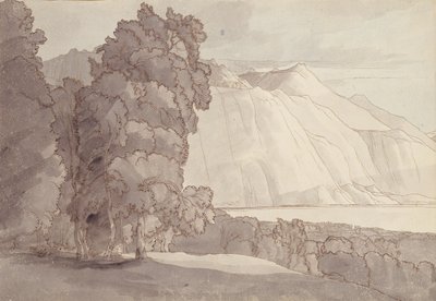 Manzara (Cenevre Gölü) (kalem ve mürekkep ve kağıt üzerinde yıkama) by Francis Towne