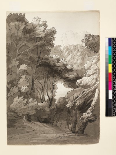No.1093 A Wooded Landscape, 1788 (kağıt üzerinde mürekkep ve yıkama) by Francis Towne