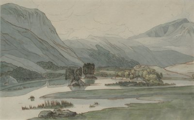Rydal Water with the Grasmere Hills, 1786 (kalem ve mürekkepli kurşun kalem ve kağıt üzerinde wc) by Francis Towne