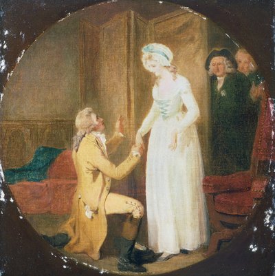 Perde V, Sahne III oyunu Fethetmek İçin Eğiliyor, Oliver Goldsmith (1730-1774) by Francis Wheatley