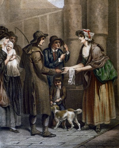 Yeni şarkılar için müzik notaları satıcısı, Francis Wheatley (1747-1801) tarafından Cries, Londra, Birleşik Krallık by Francis Wheatley