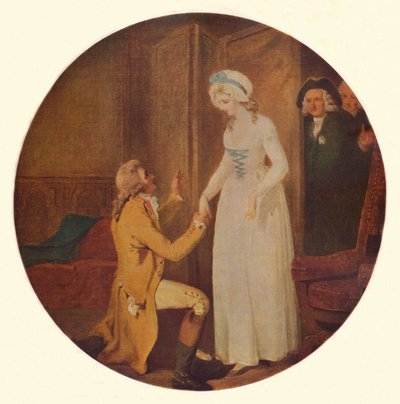 Genç Marlow ve Bayan Hardcastle: O Fethetmek için Durduğundan Bir Sahne, Oliver Goldsmith Act V, Sc by Francis Wheatley
