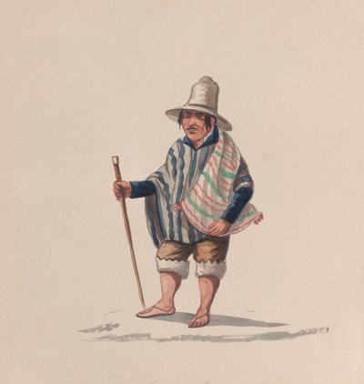 Peru kostümü tasvir eden bir grup çizimden Perulu bir adam, yaklaşık. 1848. by Francisco