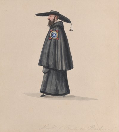 Barbones tarikatından bir keşiş, 1848 Peru kostümünü tasvir eden bir grup çizimden. by Francisco