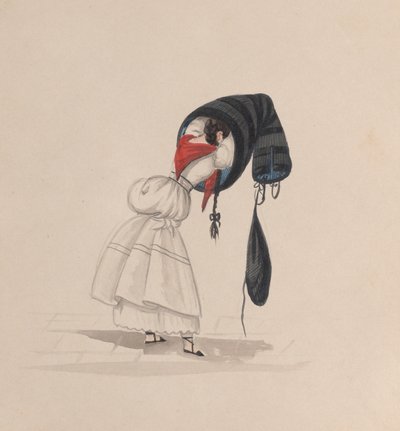 Sayasını giyen bir kadın, arkadan bakıldığında, bir grup çizimden..., yakl. 1848. by Francisco