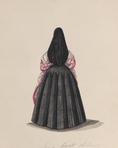 Arkadan bakıldığında saya takan bir kadın, bir grup çizimden..., yakl. 1848. by Francisco
