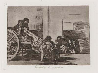 Mezarlığa Araba Yükleri, Savaşın Felaketlerinden Plaka 64 by Francisco de Goya