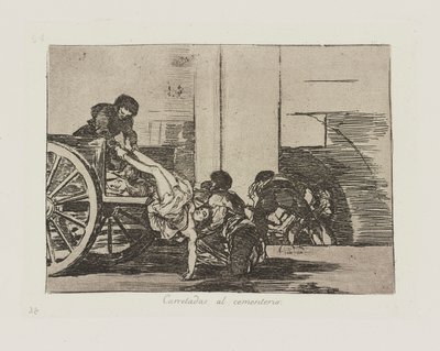 Mezarlığa giden yollar. (Mezarlığa Araba Yükleri.), pl. Savaşın Felaketleri dizisinden 64 by Francisco de Goya