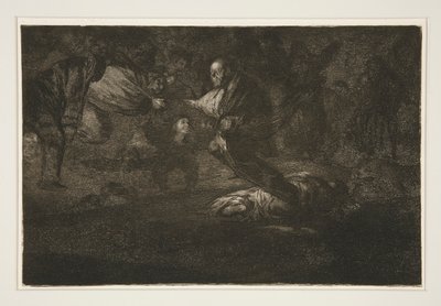 Tanrı onları yükseltir ve birleşirler (Onları Tanrı Yaratır ve Birlikte Birleşirler), pl. Atasözleri dizisinden 18 by Francisco de Goya