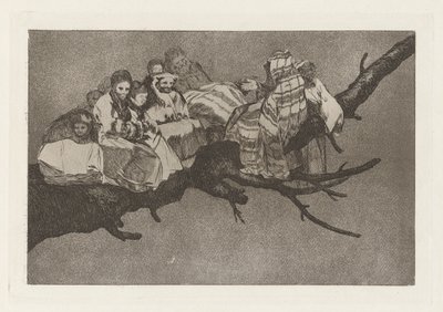 Los disparates (Los atasözü) dizisinden Andarse por las ramas (Dallar Arasında Gitmek) olarak da bilinen saçma sapan saçma (Gülünç Budalalık) by Francisco de Goya