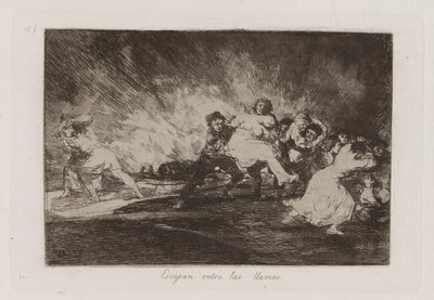 Alevlerden Kaçıyorlar, Savaşın Felaketlerinden 41. Levha by Francisco de Goya