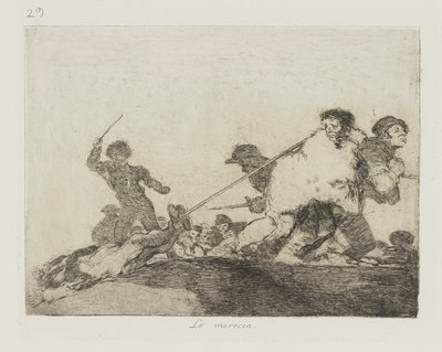 Bunu hak etti. (Ben bunu hak ettim.), pl. Savaşın Felaketleri dizisinden 29 by Francisco de Goya