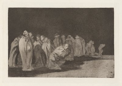 Los disparates (Los atasözü) dizisinden So el sayal, hay al (Çulun Altında Bir Şey Var) olarak da bilinen Los ensacados (Çuvallı Adamlar) by Francisco de Goya