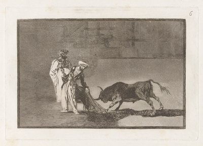 Moors, albornozlarıyla plazada başka bir capeo yapar (Moors, yanıklarıyla boğayı çağırarak ringde farklı bir oyun oynar), La tauromaquia
