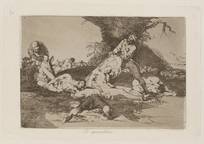 Se aprovechan (Onlardan Yararlarlar), pl. Los desastres de la guerra (Savaşın Felaketleri) dizisinden 16 by Francisco de Goya