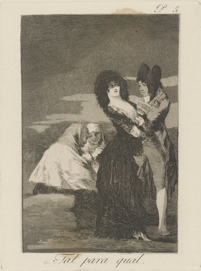 Tal para qual. (Bir Türden İki.), pl. Los caprichos serisinden 5 by Francisco de Goya