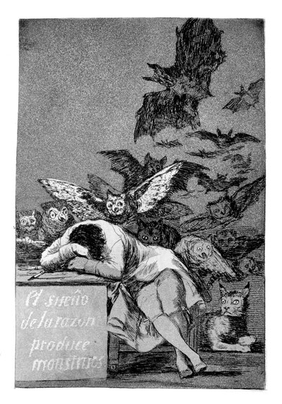 Aklın uykusu canavarlar yaratır, 1799 by Francisco de Goya